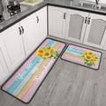 thumbnail image 2 of Sunflower Kitchen Decor Rug Set Set of 2s Waterproof Runner Rugs Washable Apply to Kitchen Sink or Laundry, Sunflower Decorations Indoor Floor Mat 17"x47"+17"x30", 2 of 7
