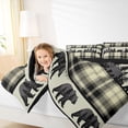 thumbnail image 4 of jejeloiu Cute Animal Bear Twin Comforter Sets,Beige Black Plaid Bedding Set For Boys Kids Reversible 2 Pieces, 4 of 8