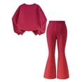 thumbnail image 4 of CYRBOKO Girls 2 Piece Outfit Set, Fall Winter Casual Elastic Waist Gradient Color Long Sleeve Tops and Flare Pants Multicolor Size 14-15 T, 4 of 7