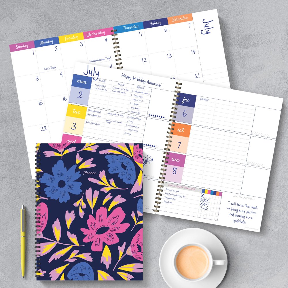 Bright Blooms Undated Large 8.5"x11" Weekly Monthly Planner Walmart
