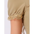 thumbnail image 5 of DARING DIVA Sweetheart Neck Puff Sleeve Lace-up Blouse M Khaki, 5 of 7