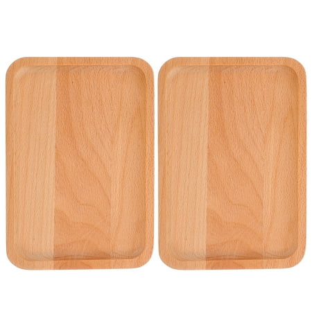 

2pcs Wood Dessert Trays Food Serving Tray Wood Plate Bread Server Wooden Food Tray