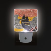 Yayeee LED Night Light for The Home Plug in With Light Sensors 2 Pack, Striped Boat