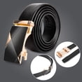 thumbnail image 4 of 1PCS Mens Ratchet Belt, PU Leather Belt with Automatic Buckle Zinc Alloy, Gift Set for Men, Gold, 4 of 7