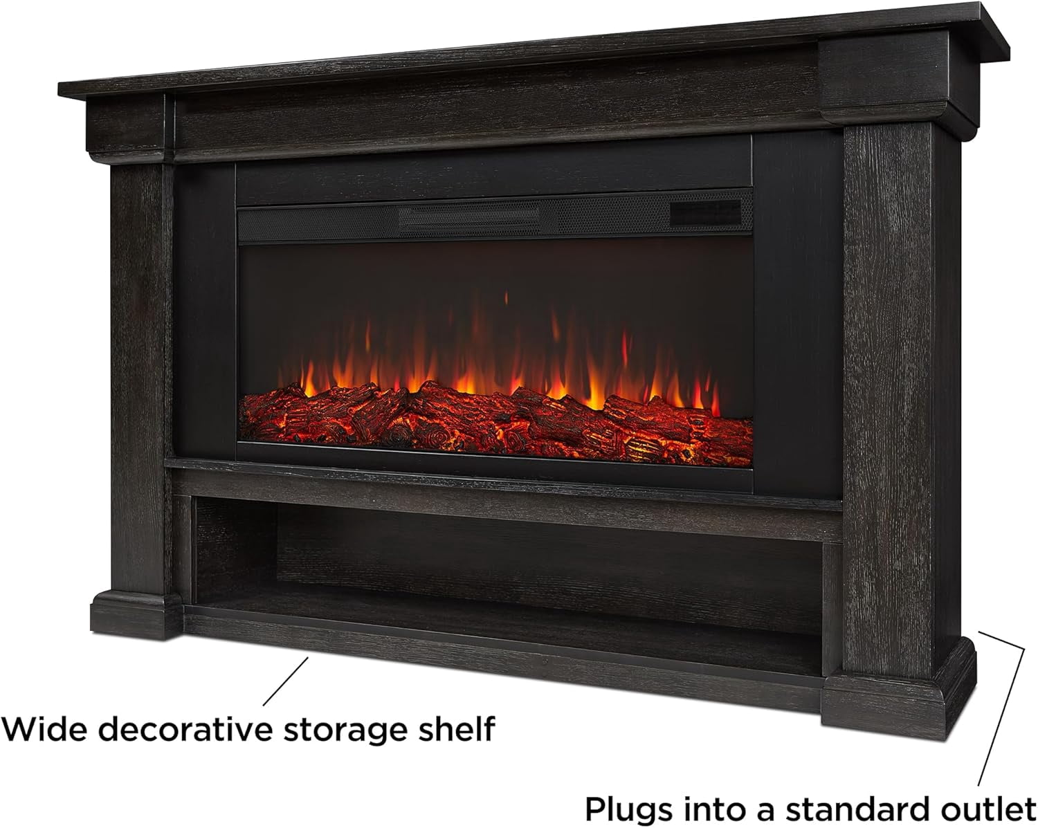 Real Flame Bristow 66" Landscape Electric Fireplace in Weathered Wood