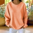 thumbnail image 2 of Zivyakyron Tunic Women's Sweatshirt Pullover Crew Neck Fall Striped Loose Long Sleeve Tops Women Comfortable Casual Orange S, 2 of 9