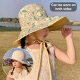 thumbnail image 3 of Sombrero de pescador con protección solar de doble cara para niños, de 52 a 54 cm de circunferencia, de verano, de ala grande, antiultravioleta, amarillo, 3 of 5