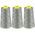 thumbnail image 3 of 3 Pcs Sewing Thread Kit, 2300 Yards Serger Threads Cones Spools, Prewound Bobbins, Spool Polyester Thread for Sergers Machine and Overlock Quilting Sewing Machine, Grey, 3 of 3