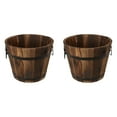 thumbnail image 2 of XIEULQP 2 Pcs Rustic Wooden Bucket Flower Planter Plant Pots Box Container Water Wishing Well Pail Patio Garden Backyard Primitive Planter Outdoor Indoor, 2 of 5