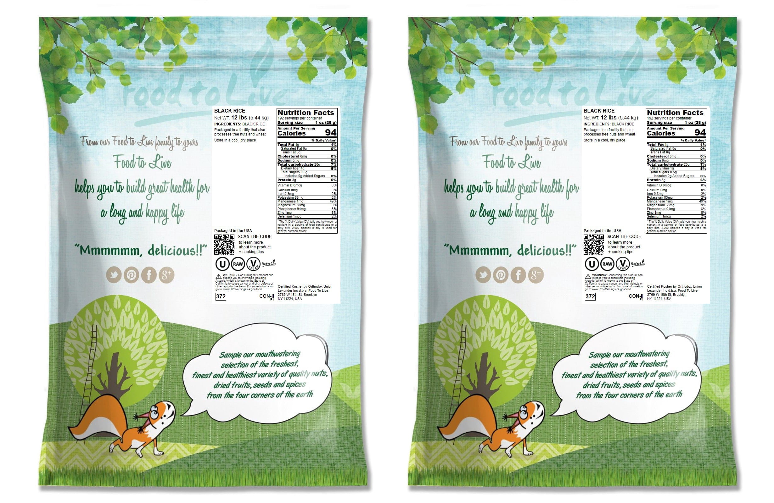 Black Rice, 24 Pounds — Kosher, Raw, Vegan — by Food to Live