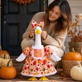 thumbnail image 6 of AYktou Fall Porch Goose Statue Outfits, Maple Leaf Accent Floral Dress and Bonnet Set for 23" Cement Goose, Cute Porch Goose Clothes Thanksgiving Yard Goose Costume for Holiday Lawn Garden Decor, 6 of 7