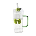 thumbnail image 2 of Tasse en Verre Transparent Carrée en Forme de Nœud avec Couvercle et Poignée Adaptée pour Filles Tasse à Café Chauffante, 2 of 6