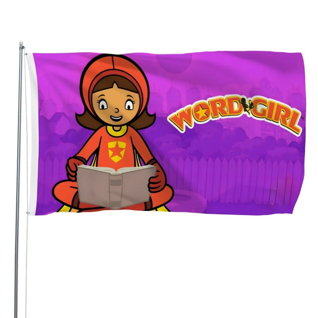 WordGirl Bandera impresa con temática, regalo perfecto para fanáticos, amigos y familiares, y adecuada para actividades al aire libre e interiores, decoraciones de fiesta. 120*180CM
