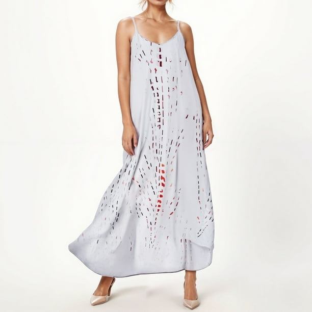 WILLBEST Vestido Largo De Verano Para Mujer, Informal, Con Escote En V, Sin Mangas, Bohemio, Holgado, Informal, Ajustado, Con Hombros Descubiertos, Floral