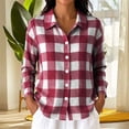 thumbnail image 6 of Iyufng Womens Collared Plaid Button Down Shirts Casual Long Sleeve Blouse, 6 of 6