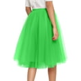thumbnail image 4 of Women Midi Length Mesh Tulle Skirt Elastic Waist Layered Party Dance Tutu Skirt, 4 of 5