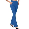 thumbnail image 3 of Swuxness Women Yoga Sports Long Pants Sports Stylish Elastic Waist Hem Buttons Side Pockets, 3 of 5