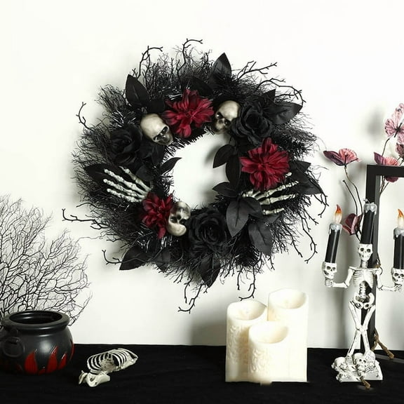 RKSTN Couronne Décorative de halloween - Toile Réaliste pour Décoration de Porte Mur Fête