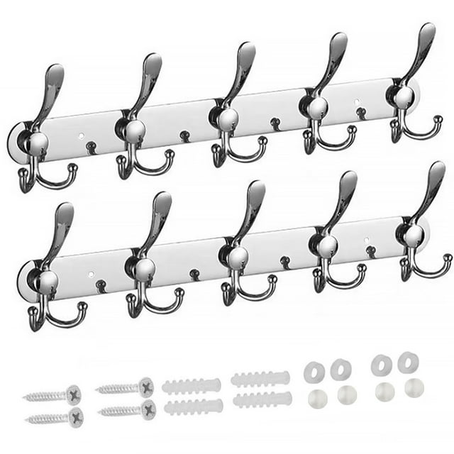 Billuyoard 2 uds. De ganchos para abrigos y toallas, ganchos para puerta de ropa de acero inoxidable, colgador para el baño del hogar, bolsas para batas, Juegos de accesorios de baño No.02 Billuyoard HA000831-02B