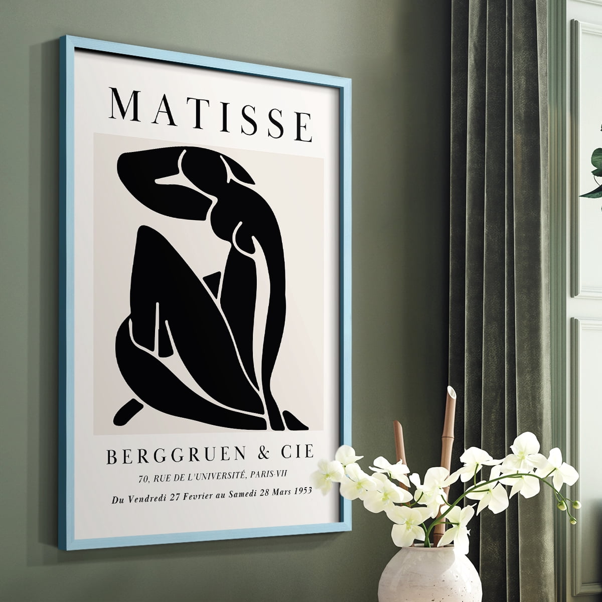 Matisse CDXC in Blue Solid Wood Framed Print No Nail Hanging
