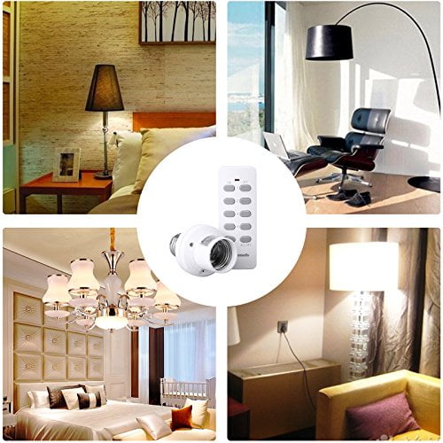 White No Wiring Expandable Wall Mounted Wireless Controlled Ceiling Light Switch Fixture ETL Listed DEWENWILS Remote Control Light Lamp Socket E26 E27 Bulb Base Adapter