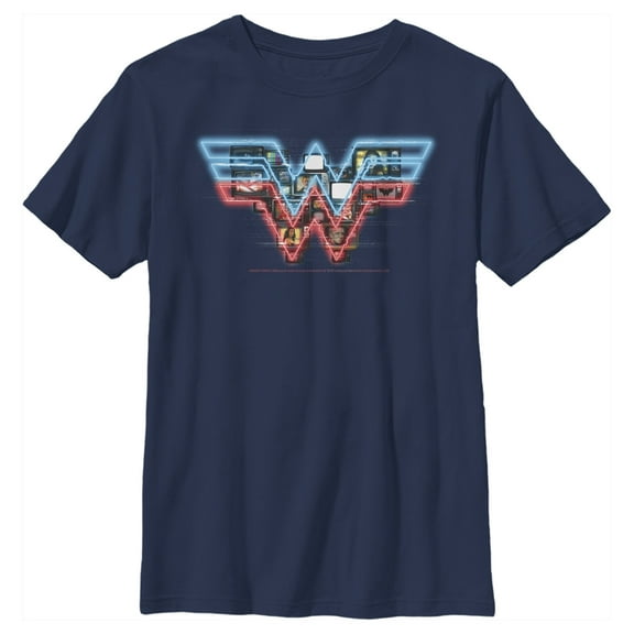Boy's Wonder Woman 1984 TV Logo Overlay  Graphic Tee Navy Blue Medium