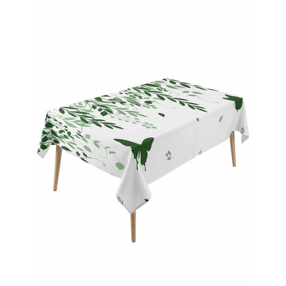 Green Spring Botanical Table Cloth, Waterproof Tablecloth for Rectangle Tables, Weeping Eucalyptus Butterfly Reusable Washable Fabric Table Cover for Restaurant Kitchen Dining Tables 54"x108"