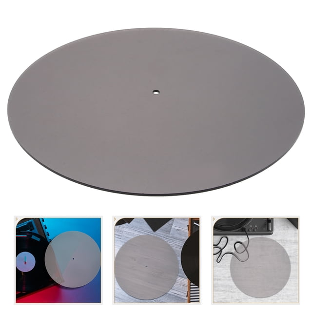 OUNONA Acrylic Anti Skid Mat for Vinyl Record Pad Transparent Black 1Set