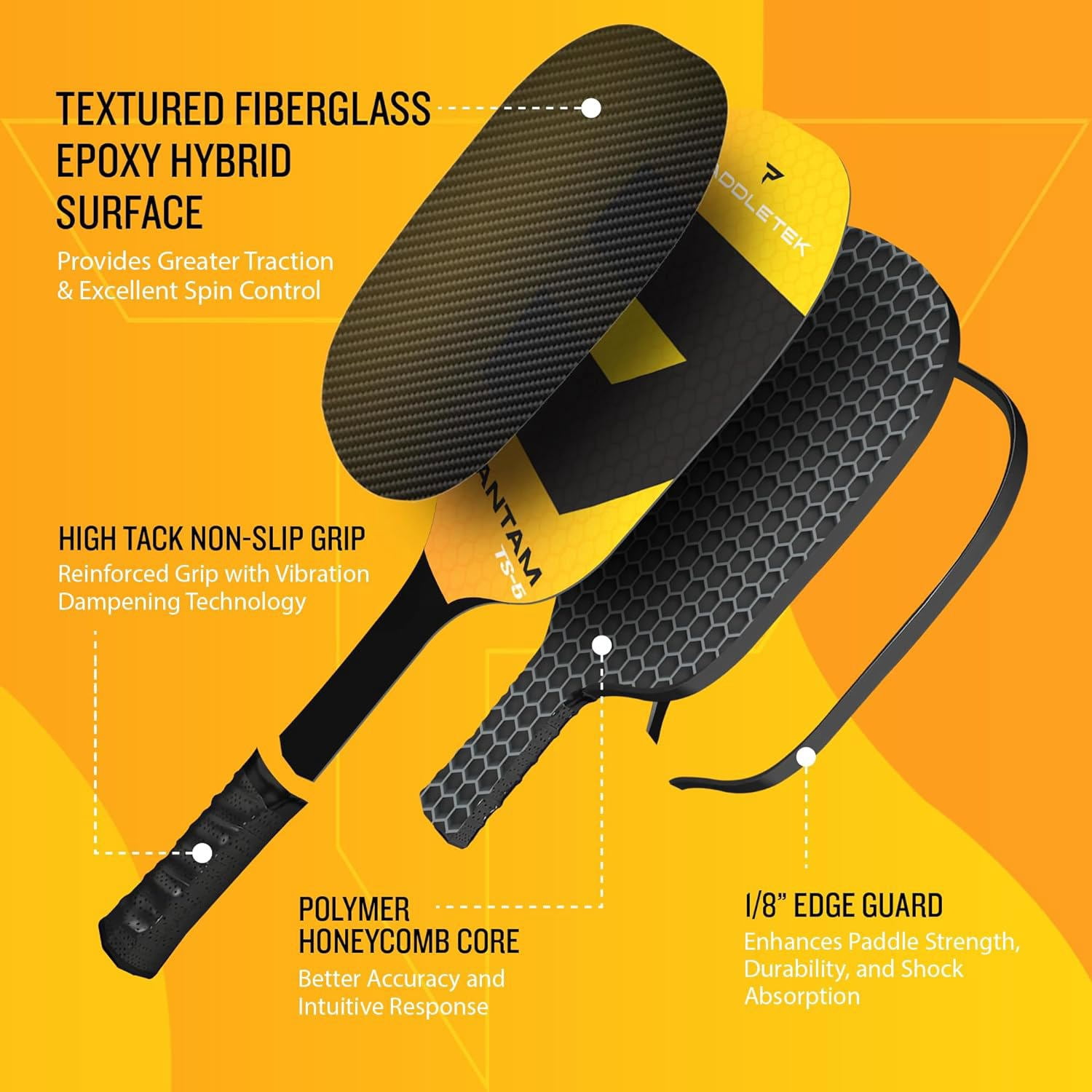 Paddletek Bantam TS-5 Pickleball Paddle (HORIZON (Yellow))