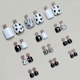 thumbnail image 2 of Short Square Cow Pattern False Nails 24pcs Rhinestone Full Cover Tips, 2 of 3