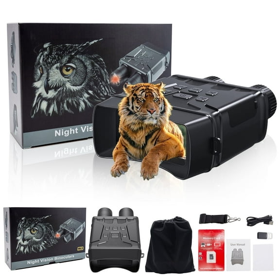 Night Vision Goggles, 2.5K Night Vision Binoculars, 2000mAH Rechargeable Infrared Binoculars, 10X Digital Zoom External Flashlight for Camping(Black)