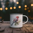 thumbnail image 2 of Bird Watching Mug, Pine Grosbeak Song Bird Camping Mug, 12oz Camping Mug, White Stainless Steel Cup with Handle, 2 of 7