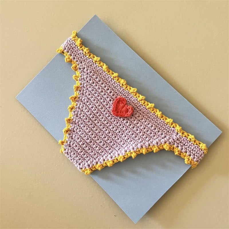 Handmade Crochet Bikini Bookmark, Funny Yarn Underwear Book Marks for Women & Men, Unique Hand Knitted String Bikini Page Separator, Quirky Gifts for Book Lovers, Students & Reading Enthusiasts