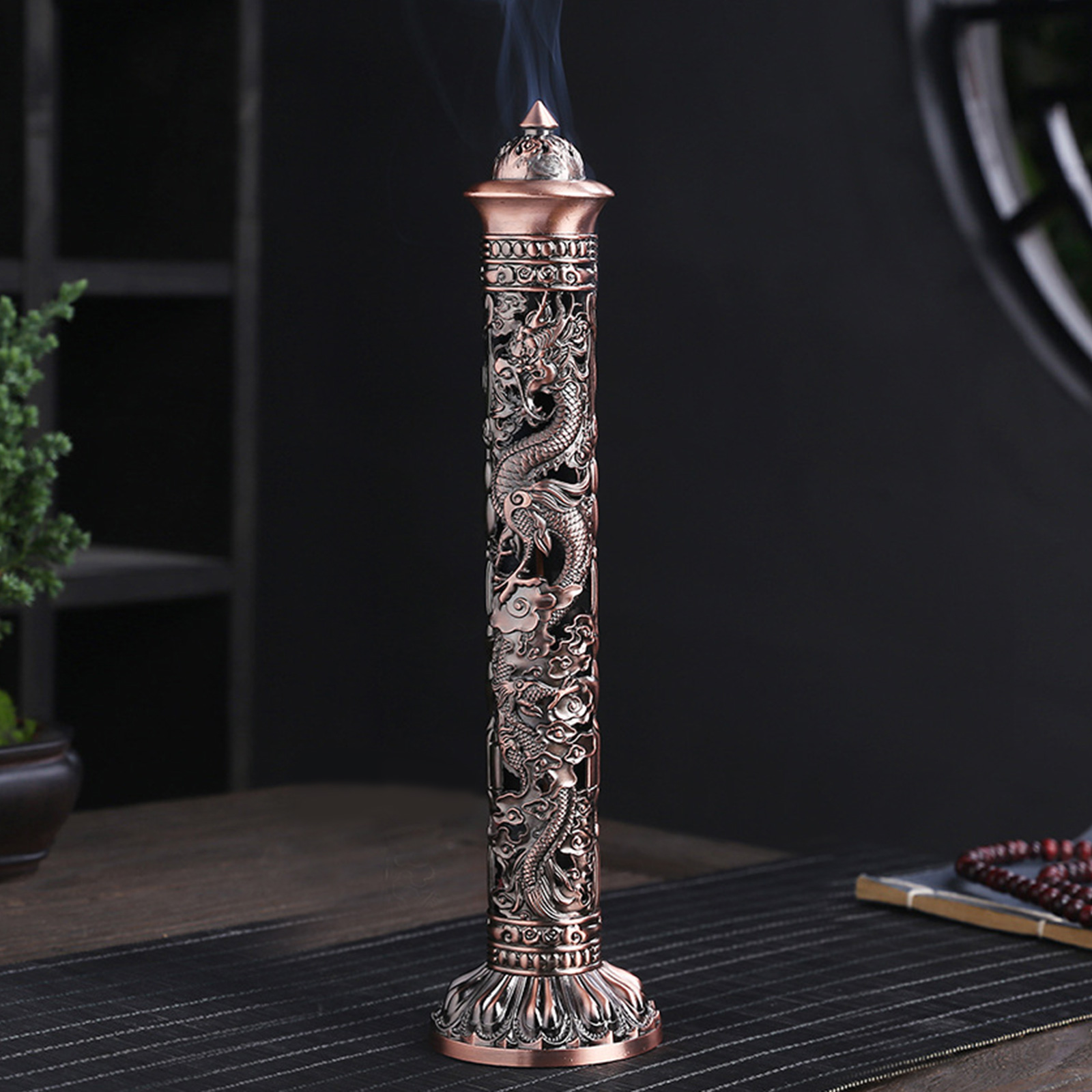 Acahhotxx Incense Holder, Antique Vintage Vertical Stick for Censer T - Red Copper