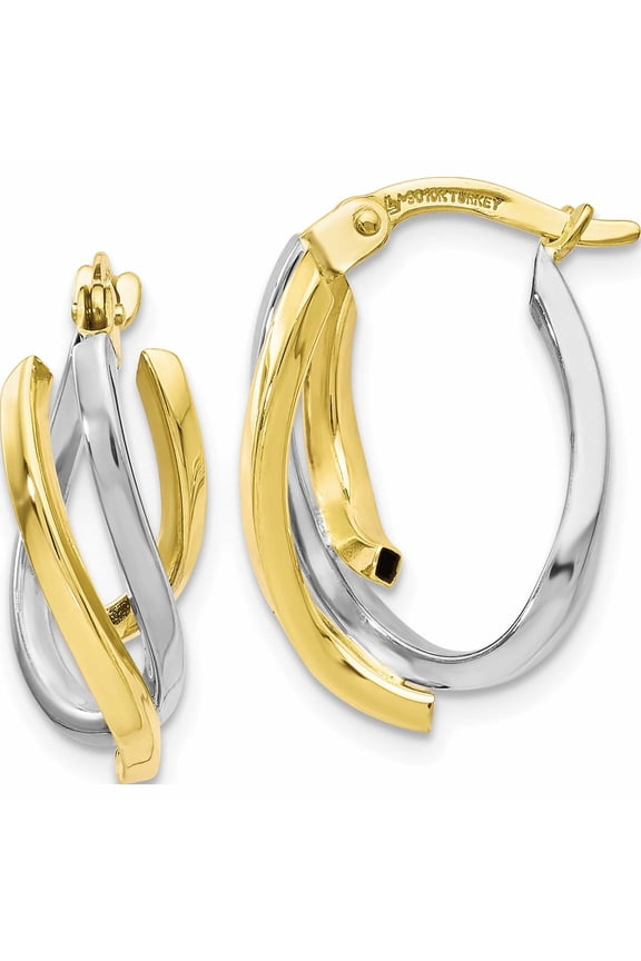 10k Two-tone Polished Twisted Hoop Earrings (19x9.5)