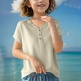 thumbnail image 5 of Loopsun Boys Girls Summer Tshirts, Boys and Girls Solid V Neck Short Sleeve Knit Tops Beige 15-16 Years, 5 of 5