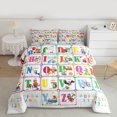 thumbnail image 2 of Homewish Colorful Personalized Initial Letter 3-Piece Full Size Comforter Sets for Kids,Kawaii Animal Bedding Comforter Set,Geometric Plaid Lightweight Bedding Sets,Lightweight Room Decor,Reversible, 2 of 8