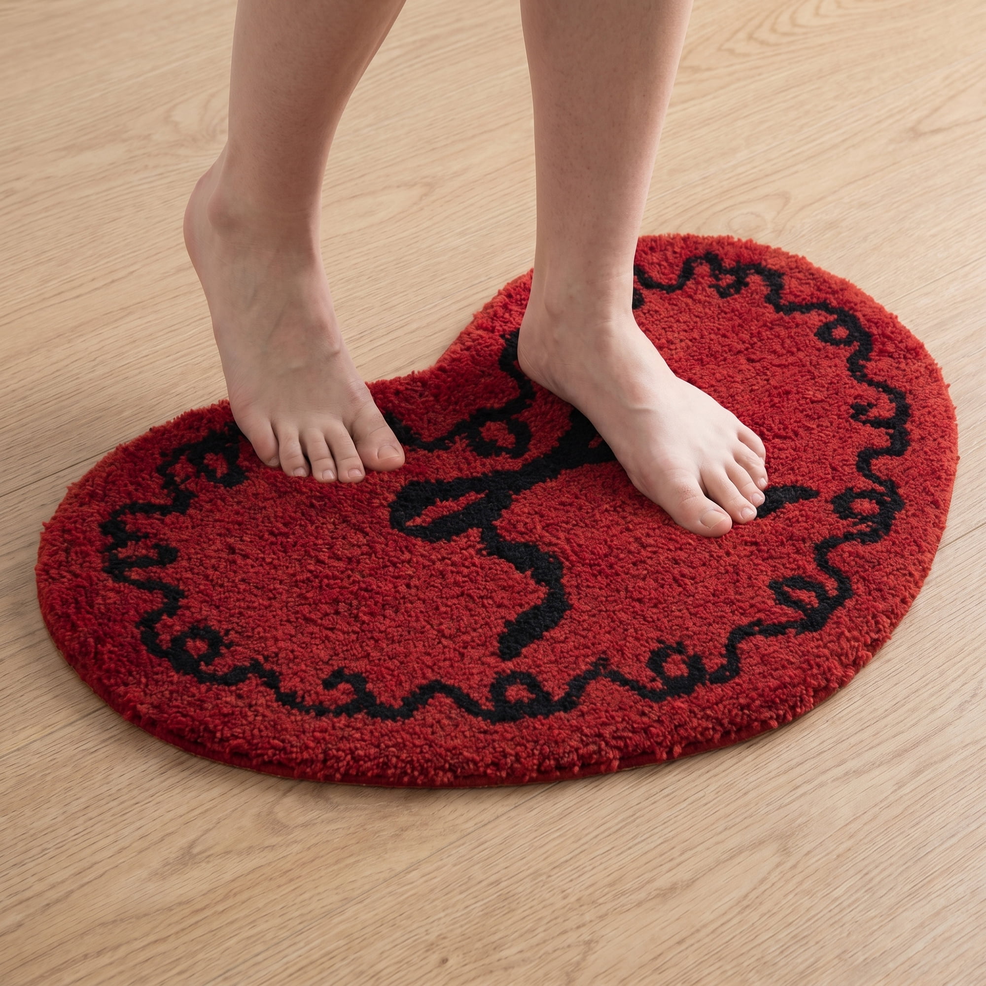 Unique Bargains Heart Shaped Shaggy Faux Fur Area Rug Non Slip Soft Plush 24" x 16" Red