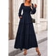 thumbnail image 5 of Vestido PRETTYGARDEN Maxi con Mangas Largas Fruncidas Azul Marino XXL, 5 of 8