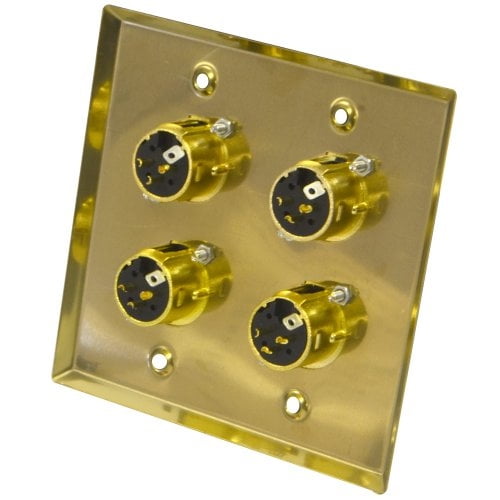 Audio sísmico SA-PLATE17 2 Gang XLR Macho Acero Inoxidable Oro Placa d