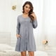 thumbnail image 1 of Vestido de pijama, camisón con cierre de botones para mujer, vestido de pijama informal, camisón con cuello redondo, máxima confiabilidad, 1 of 7