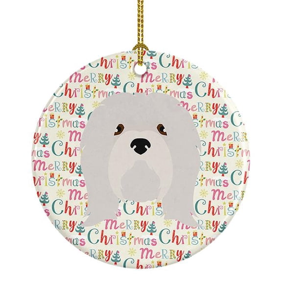 Lhasa Apso Merry Christmas Ceramic Ornament 2.8 in x 2.8 in