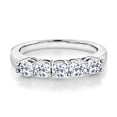 thumbnail image 2 of Gem Stone King 925 Sterling Silver White Topaz 5-Stone Wedding Anniversary Band Ring for Women (1.08 Cttw, Gemstone November Birthstone, Available in Size 5, 6, 7, 8, 9), 2 of 3