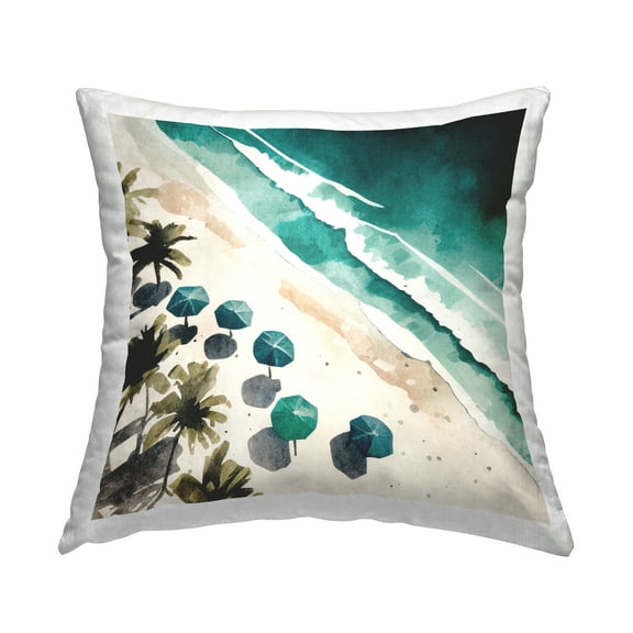 Stupell Industries Umbrella Lined Coast Decorative Printed Throw Pillow Design by Svetlana Aleynikova.
