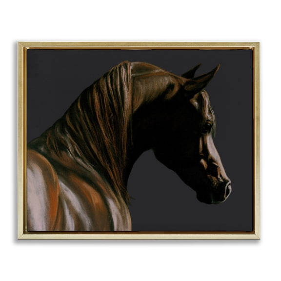 Stupell Industries Rustic Lodge Brown Horse Portrait Gold Floating Frame Canvas Art, 21 x 17, by Spirit Horse