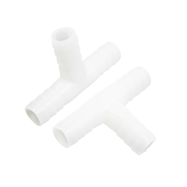2 pcs en forma de T de 3 vías de aire plásticos Tubos conectores blancos para el acuario
