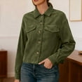 thumbnail image 4 of Women's Vintage Corduroy Cropped Shacket - Lapel Button Down Short Jacket with Flap Pockets, Soft Warm Fall Winter Outerwear, 4 of 6