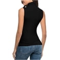 thumbnail image 4 of Sleeveless Turtlenecks Tank Tops for Women Tunic Plus Size Mock Neck Side Pleated Soft Basic Stretch Slim Blouses, 4 of 7