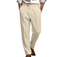 thumbnail image 2 of LODIENY Casual Dress Pants for Men Pleated Old Money Straight Leg Baggy Suit Slacks Fall Relaxed Fit Slacks Work Trousers with Pockets Beige XXL, 2 of 6