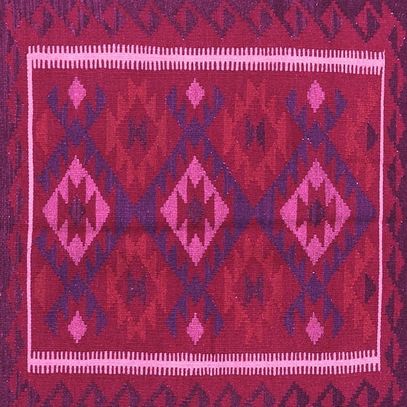 Ahgly Company Indoor Square Oriental Pink Traditional Area Rugs, 4' Square